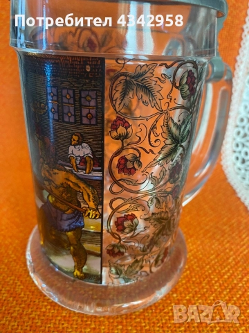 Vintage стъклена бирена чаша. Германия., снимка 2 - Антикварни и старинни предмети - 51692536