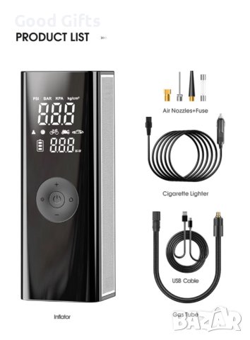 Въздушен компресор за гуми с LED лампа за кола, мотоциклет Велосипед, снимка 2 - Аксесоари и консумативи - 43016505