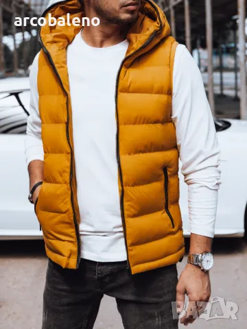 Ликвидация! Мъжка ватирана жилетка с качулка, 2цвята , снимка 2 - Суичъри - 47586150