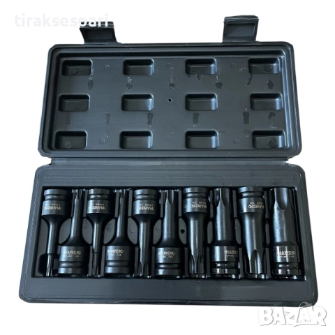 Професионален комплект ударни битове TORX HAWEK HW-2051 10 части 1/2", снимка 4 - Други инструменти - 52459586