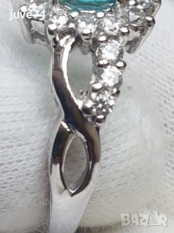 СРЕБЪРЕН ПРЪСТЕН С АПАТИТ (МАДАГАСКАР), снимка 3 - Пръстени - 53134655