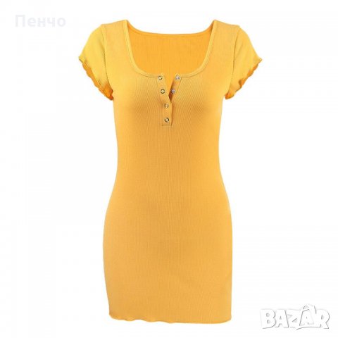 Дамска секси модна стилна красива рокля за жени момичета рокличка дрехи облекло деколте къс ръкав жъ, снимка 13 - Рокли - 28129368