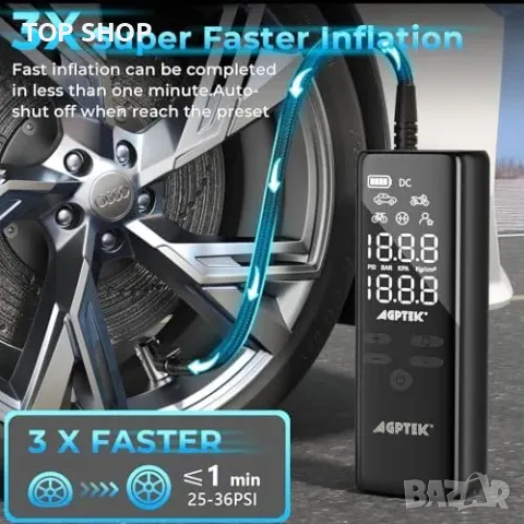 Нов Преносим компресор 150PSI 5000mAh – Бързо надуване за гуми и топки, снимка 7 - Друга електроника - 49263866