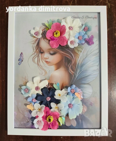 Специално за осми март. Рамка с изкуствени цветя. , снимка 5 - Картини - 49504988