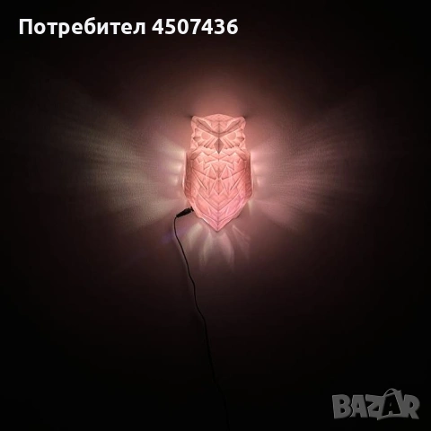 3D магическа стенна нощна лампа бухал с LED проекция,многоцветна, снимка 13 - Лед осветление - 53066873