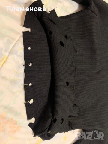 Черен комплект пола + блуза с накъсани елементи, снимка 7 - Поли - 40879187