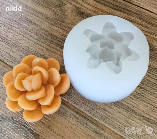 3D Голям Сукулент заоблени листа кактус цвете силиконов молд форма калъп гипс свещ сапун, снимка 2 - Форми - 38052906