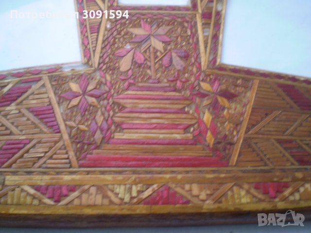 Старинна рамка за снимки ръчно изработена от сламки, снимка 4 - Антикварни и старинни предмети - 36599519