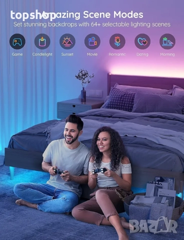 Нова интелигентна RGB LED лента Govee H6110, Wi-Fi, Bluetooth, Музикална синхронизация, Цветна..., снимка 8 - Лед осветление - 51792873