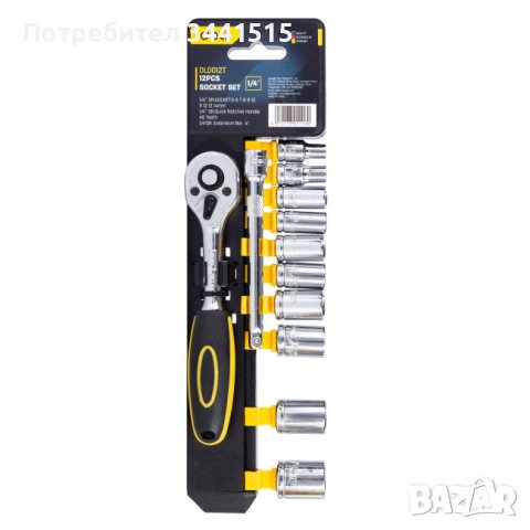 Комплект прецизни битове Socket Sets Deli Tools EDL0012T, 1/4’’, 12 елемента гедоре 