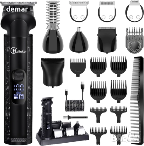 Hatteker 8-в-1 професионален комплект за мъжко подстригване, IPX7
