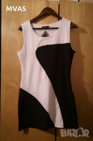 Нова черно-бяла рокля М размер без ръкав, снимка 1 - Рокли - 32522420
