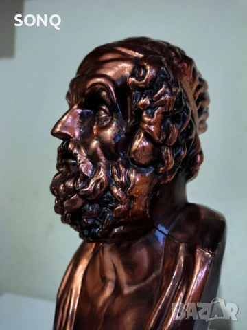 Страхотен Бронзов Бюст На Омир, снимка 8 - Антикварни и старинни предмети - 52634358