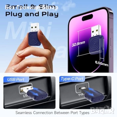 Нов Безжичен адаптер CarPlay и Android Auto USB-A/C Plug & Play за кола, снимка 3 - Друга електроника - 52544258