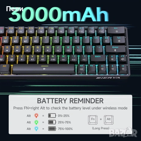 Dierya DK63 Mechanical Keyboard – Черна – Чисто Нова, снимка 3 - Клавиатури и мишки - 53407764