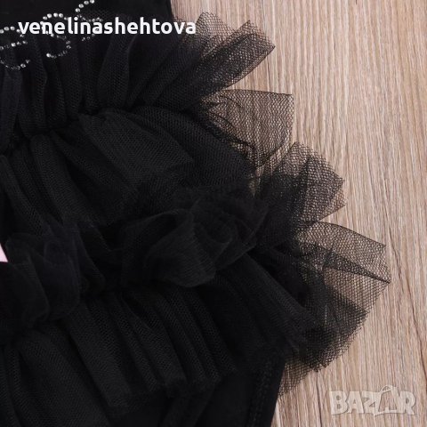 Бебешко памучно боди със сатенена панделка Малка черна рокля, снимка 5 - Бодита за бебе - 40863201