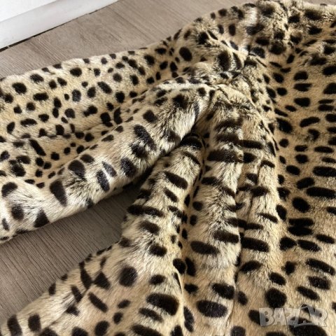 Елегантно палто с леопардов принт, дамско леопардово палто с косъм, пухкаво, еко, S, M, снимка 11 - Палта, манта - 43117202