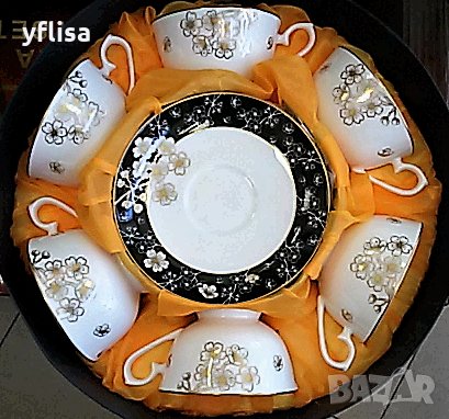 Сервиз в бяло и черно използваем в съдомиялна машина, снимка 6 - Сервизи - 27297198