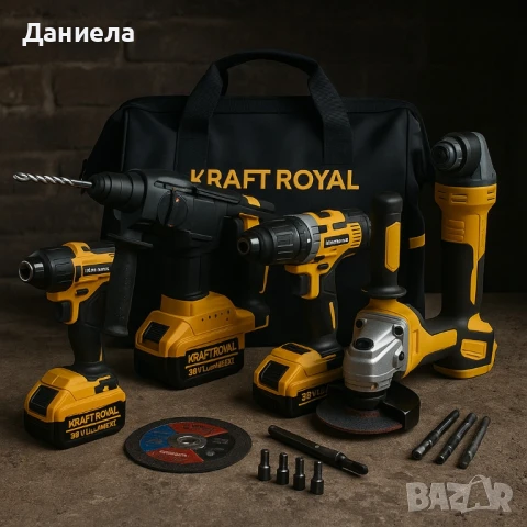 Комплект 4 в 1 – Перфоратор, Ъглошлайф, Гайковерт И Винтоверт