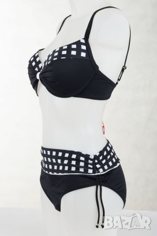 Дамски бански в черно с бял принт Meriell Club 42/D, снимка 4 - Бански костюми - 43126611