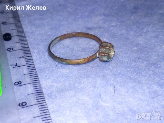 СТАРИНЕН СКЪПОЦЕНЕН БРОНЗОВ РЕТРО ПРЪСТЕН РЪЧНА РАБОТА с ИЗКУСНО ФАСЕТИРАН ПЛАНИНСКИ КРИСТАЛ 36973, снимка 4 - Антикварни и старинни предмети - 39723566
