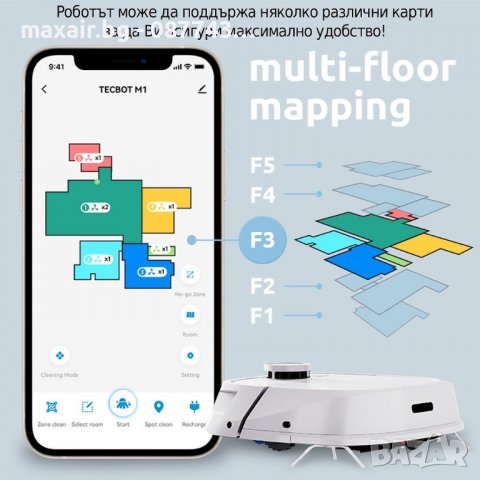 Tecbot M1 – Прахосмукачка робот и подомиячка със самопочистващ моп (бял) * Безплатна доставка , снимка 6 - Прахосмукачки - 37150827