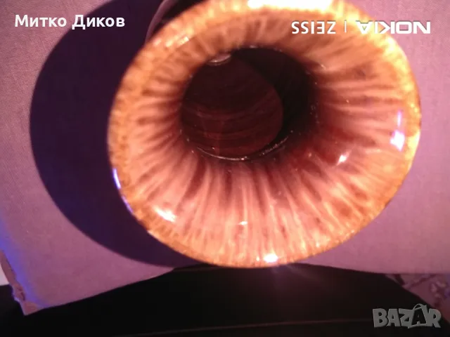 Керамична ваза отлична кафява с бяло Н-203мм фи долу-60мм и горе 76мм, снимка 4 - Вази - 47946278