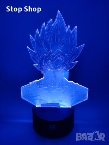 Dragon Ball Super Saiyan God Goku Екшън фигурки 3D настолна лампа 7 променящи цвета нощна лампа , снимка 5 - Настолни лампи - 40412039