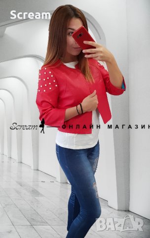 Дамско кожено яке, снимка 2 - Якета - 27224263