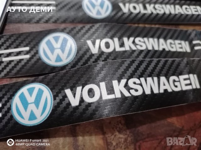 Черен карбон гланц  стикер с емблема и надпис Фолксваген за кола автомобил джип пикап +подарък, снимка 4 - Аксесоари и консумативи - 32459929