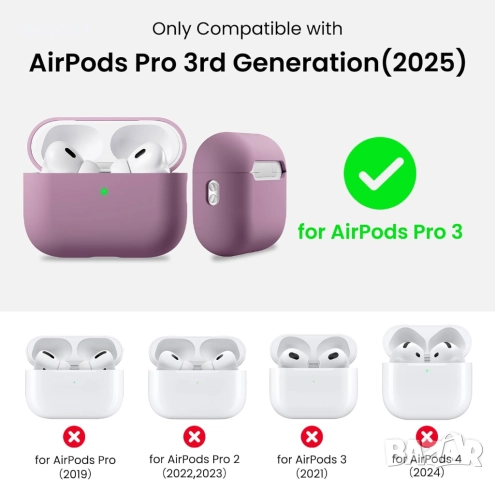 ORNARTO Калъф съвместим с Airpods Pro 3 (2025), лилав, снимка 2 - Аксесоари за Apple - 52119443