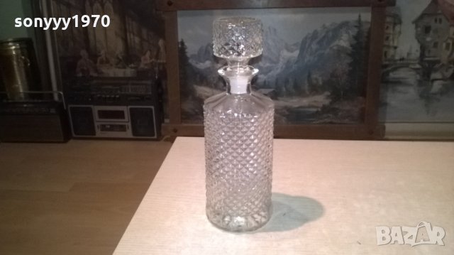 стилна стъклена бутилка с тапа за питиета-28х10см, снимка 4 - Колекции - 27500405