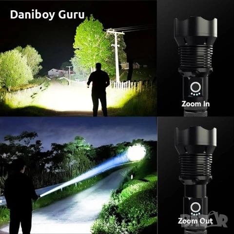 Далекобоен  Акумулаторен LED фенер супер  фенер с 10000 лумена , снимка 4 - Екипировка - 51297248