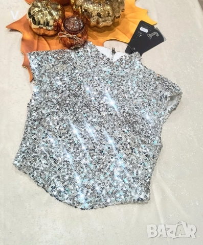 Дрехи Junona Юнона черен блестящ кроп топ бюстие с паднали рамена лачено яке кожен клин , снимка 4 - Корсети, бюстиета, топове - 52467436