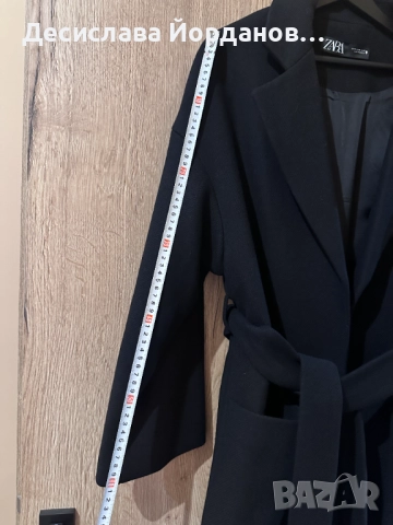 Дамско oversize черно палто с вълна, снимка 3 - Палта, манта - 52297285