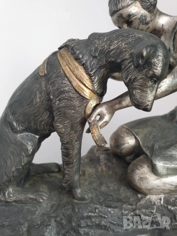 52см-6кг фигура на H.Fady/статуетка La Chasse Interrrompue/стара френска бронзова скулптура, снимка 6 - Антикварни и старинни предмети - 51455330