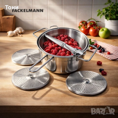 Мелница/цедка за зеленчуци и плодове, 4 части, Неръждаема стомана, снимка 3 - Аксесоари за кухня - 53502697