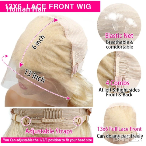 Естествена права бразилска руса перука 80 см  ЛЕЙС ФРОНТ 13x6, снимка 6 - Аксесоари за коса - 53527961