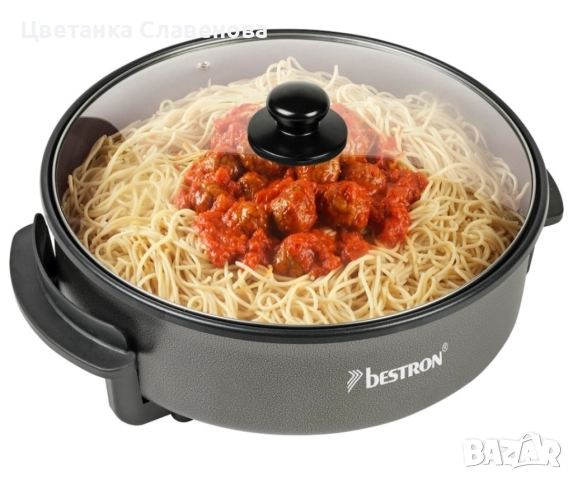 Електрически тиган Bestron AHP1500Z XL, многофункционален тиган с диаметър 32 см, стъклен капак , снимка 5 - Котлони - 52212461
