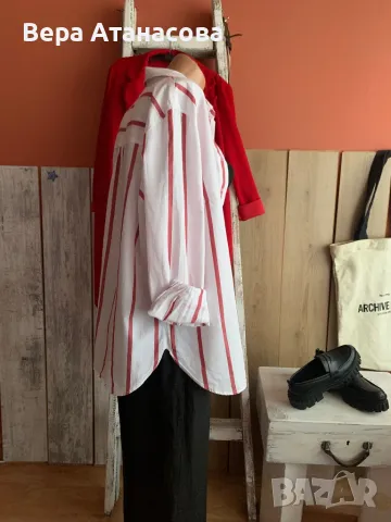 ♥️🤍♥️ Oversized риза на райета H&M🌺, снимка 3 - Ризи - 50351557