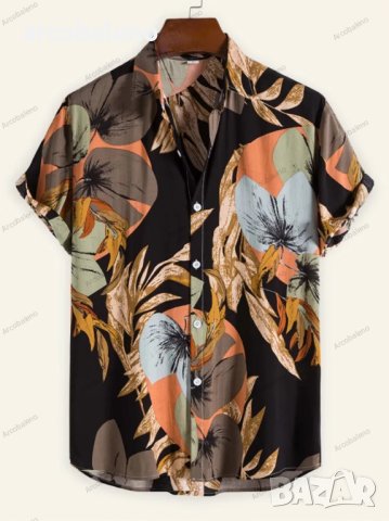Мъжка модна тенденция, Ежедневна мъжка риза с щампи с къс ръкав, 4цвята - 023 , снимка 3 - Ризи - 40847917
