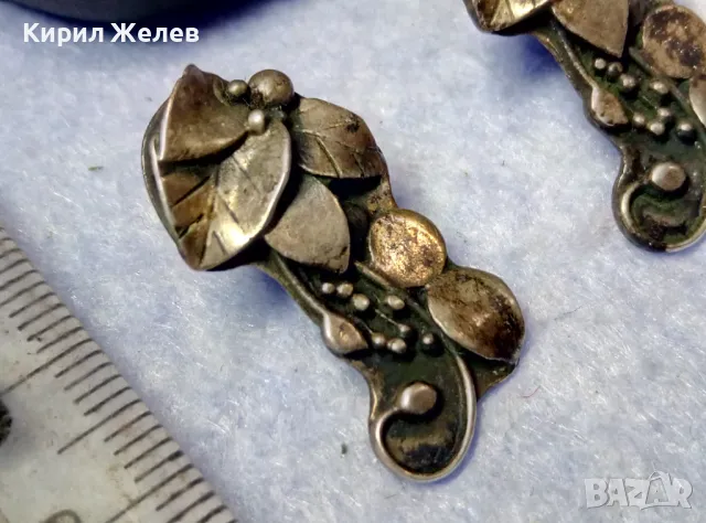 СТАРИННИ ФЛОРАЛНИ АР НУВО СРЕБЪРНИ ОБЕЦИ ОКСИДИРАНО СРЕБРО ВИСОКА ПРОБА с НУЖДА от ЗАКОПЧАЛКИ 34798, снимка 5 - Антикварни и старинни предмети - 50421105