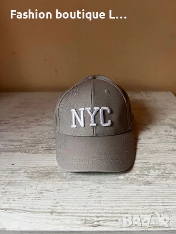 Нова сива бейзболна шапка с бяла бродерия NYC с регулираща се обиколка 100% памук