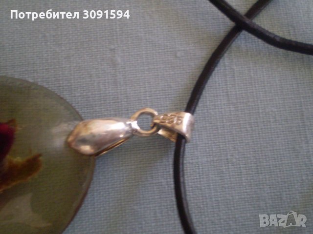 Висулка цвете с кожа и сребро 925, снимка 3 - Антикварни и старинни предмети - 36952471