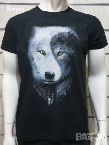 Нова мъжка тениска с дигитален печат Вълк ИН и ЯН, Серия вълци, снимка 2 - Тениски - 27829095