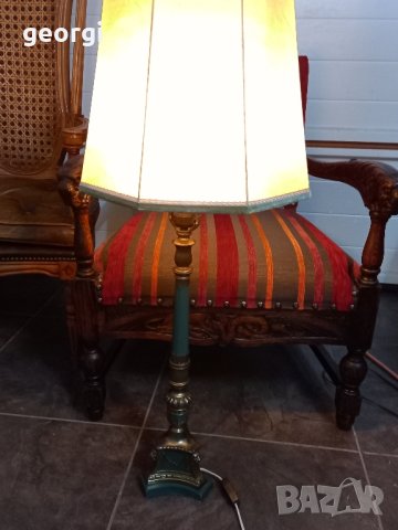 Настолна лампа с бронзов обков и плафон от кожа, снимка 10 - Антикварни и старинни предмети - 43667213