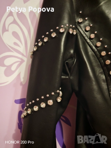 Кожено яке с камъчета, снимка 3 - Якета - 52967624