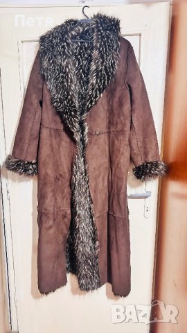 Дамско дълго кафяво палто, снимка 1