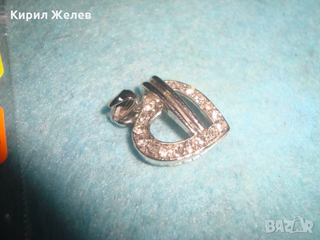 ПОСРЕБРЕНО СЪРЧИЦЕ ФРАНЦИЯ с ИНКРУСТИРАНИ ЦИРКОНЧЕТА АРТ ДЕКО МЕДАЛЬОН 27066, снимка 5 - Колиета, медальони, синджири - 35653817