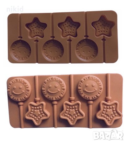 Усмихнати слънца и звезди силиконов молд форма за направа на близалки на клечка декор торта фондан ш